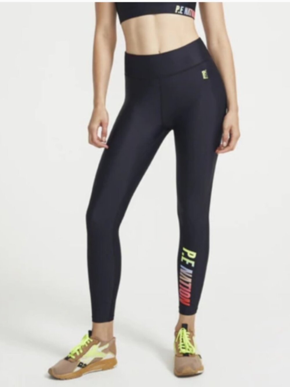 P.E Nation Emerging Logo Athletic Leggings in Black XS